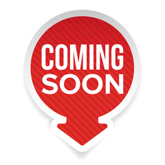 Coming soon label with arrow
