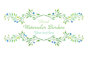 Watercolor floral borders