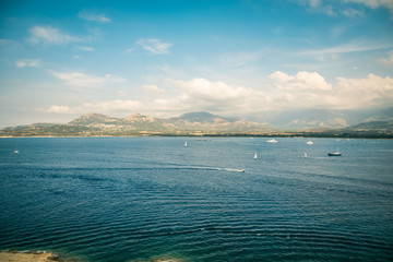 relaxing view with water and natural elements in a sunny day Europe