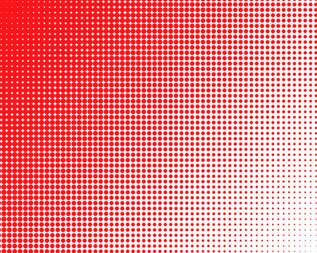 Vertical Gradient Red Halftone Dots Background. Pop Art Template, Texture Illustration
