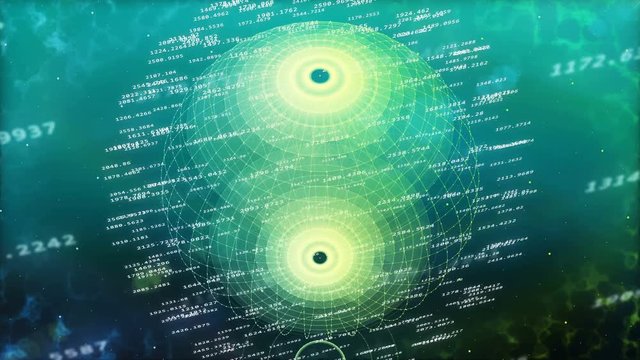 Sphere made of random digital numbers. Sphere matrix code, machine code, machine language. Digital technology.