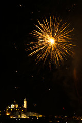 fireworks in the sky over the city of Locorotondo