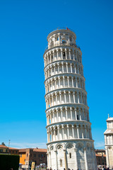Pisa tower in Italy with blue background sky