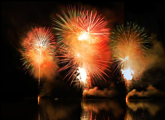 Feuerwerk, Raketen, Nacht, See