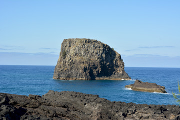 Fototapeta na wymiar Sea rock at the tip of pier da sardinha in madeira portugal