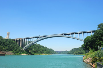 low angle view of bridge cross the river valley