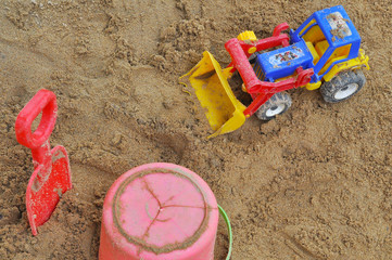 Sandpit with toys in the playground