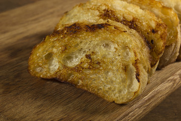 Grilled slices of French bread