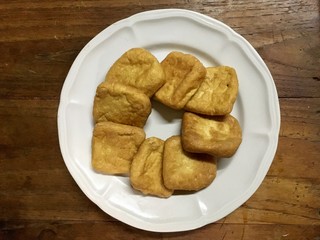 Fried tofu or soy bean cake made from soy bean