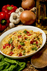 orzo and red peppers