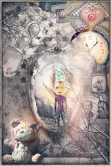 Rolgordijnen Magic mirror with Pierrot mask and old toys © Rosario Rizzo