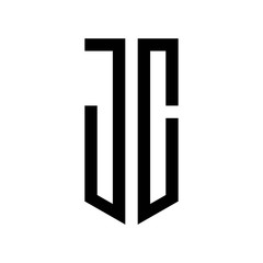 initial letters logo jc black monogram pentagon shield shape