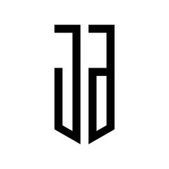 initial letters logo jd black monogram pentagon shield shape