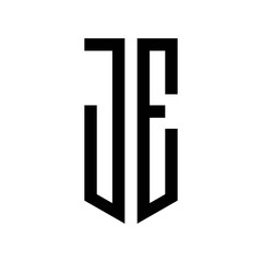 Fototapeta premium initial letters logo je black monogram pentagon shield shape