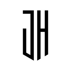 initial letters logo jh black monogram pentagon shield shape