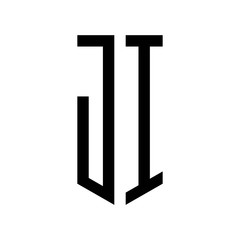 initial letters logo ji black monogram pentagon shield shape