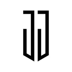 initial letters logo jj black monogram pentagon shield shape