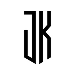 initial letters logo jk black monogram pentagon shield shape