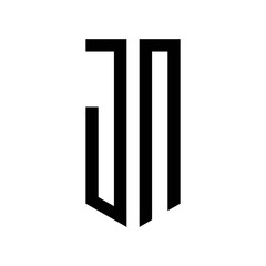 initial letters logo jn black monogram pentagon shield shape