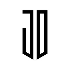 initial letters logo jo black monogram pentagon shield shape