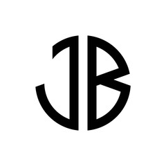 initial letters logo jb black monogram circle round shape vector