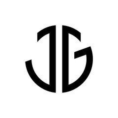 initial letters logo jg black monogram circle round shape vector