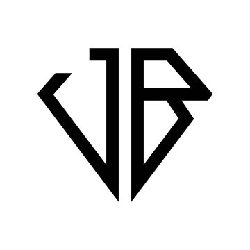 initial letters logo jb black monogram diamond pentagon shape