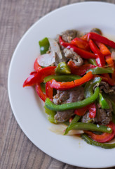 carne en rajas  con pimiento morron