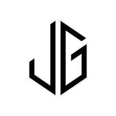 initial letters logo jg black monogram hexagon shape vector