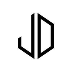 initial letters logo jo black monogram hexagon shape vector