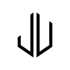 initial letters logo ju black monogram hexagon shape vector