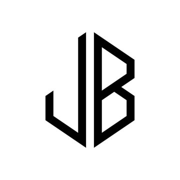 initial letters logo jb black monogram hexagon shape vector