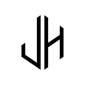 initial letters logo jh black monogram hexagon shape vector