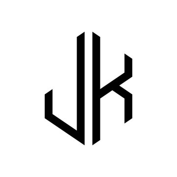 initial letters logo jk black monogram hexagon shape vector