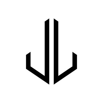 initial letters logo jl black monogram hexagon shape vector