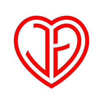 initial letters logo jg red monogram heart love shape