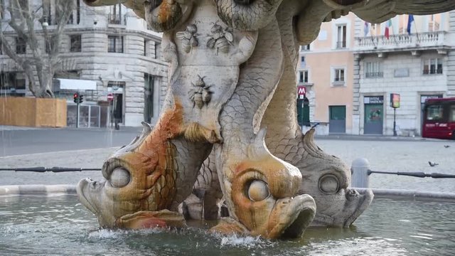 ROME - ITALY - March 2017 -  Fountain of the Triton - Tilt up