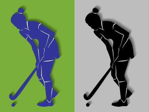 illustration of a field hockey player, vector draw