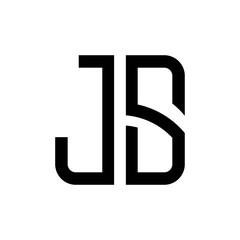 initial letters logo js black monogram square rounded shape vector