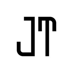 initial letters logo jt black monogram square rounded shape vector