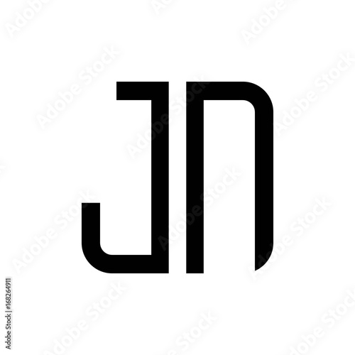 "initial letters logo jn black monogram square rounded shape vector