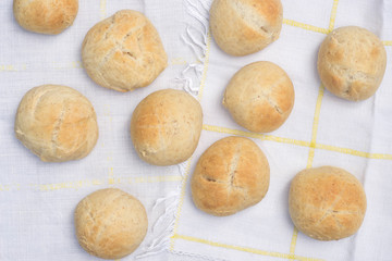 fresh homemade buns closeup