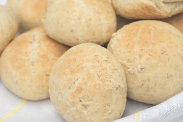 fresh homemade buns closeup
