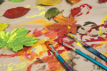 Obraz premium painted autumn leaves