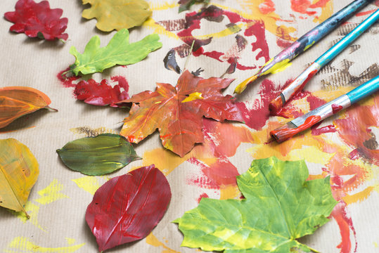 painted autumn leaves