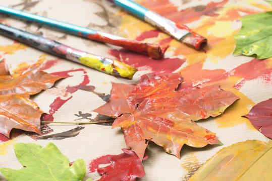 painted autumn leaves