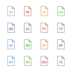 File type icons: Texts, fonts and page layout - Linne UL Color