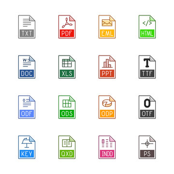 File type icons: Texts, fonts and page layout - Linne Color