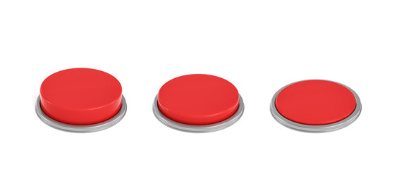 3d rendering of a set of three red round buttons in different stages of being pushed down.
