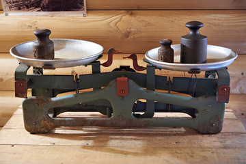 Old trading scales with weights